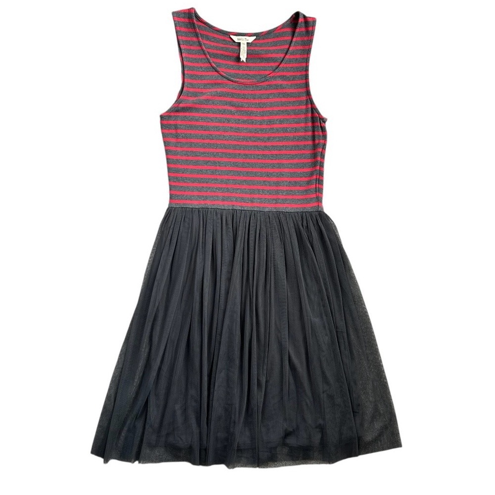 MATILDA JANE Women’s Twas The Night Sleeveless Tank Dress RedGray StripeTulle M